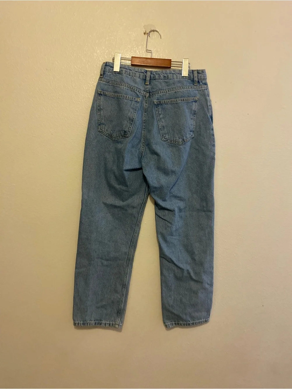 Harper Light Blue Denim Boyfriend Jeans with Pink Heart Print